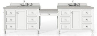 Vanities Copper Cove Encore 122 Double Vanity Set with Makeup Table, Bright White