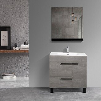Jims Maison Freestanding Bathroom Vanity Set in Concrete Grey with Integrated Ceramic Sink