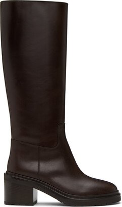 Burgundy Paneled Riding Boots