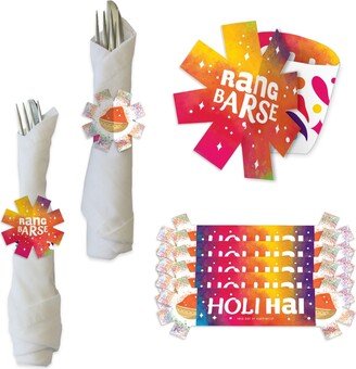 Big Dot Of Happiness Holi Hai Festival of Colors Party Paper Napkin Holder Napkin Rings 24 Ct