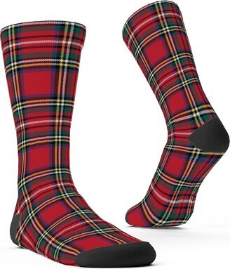 Socks: Royal Stewart Tartan Style Repeat Perfect For Christmas Custom Socks, Red