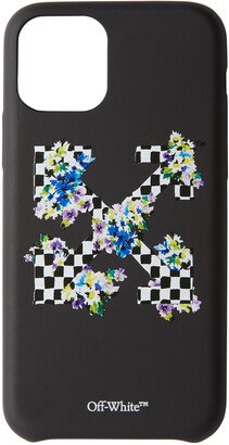 Black Check Floral Print iPhone 11 Pro Case