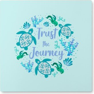 Photo Tiles: Trust The Journey Sea Turtles Photo Tile, Metal, 8X8, Blue