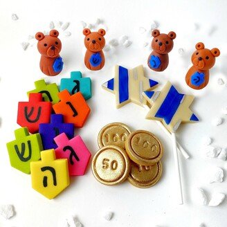 Hanukkah Ultimate Gift Collection Dreidels Gelt Teddy Bears Stars Of David Delicious Kids Treats & Hostess Gift Certified Kosher