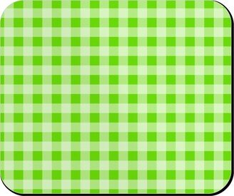 Mouse Pads: Gingham Checker - Green Mouse Pad, Rectangle Ornament, Green