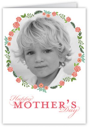 Mother's Day Cards: Floral Frame Mother's Day Card, White, Matte, Folded Smooth Cardstock, Square