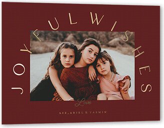 Holiday Cards: Arched Joyful Headline Holiday Card, Gold Foil, Red, 5X7, Holiday, Matte, Personalized Foil Cardstock, Square