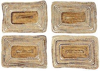 GINGER BIRCH STUDIO Rectangular Striped Brown Banana Leaf Wicker Placemat - Set of 4