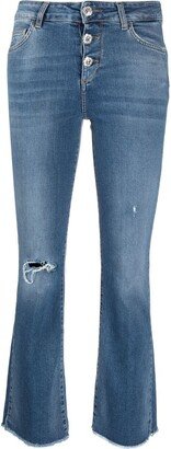 Raw-Cut Flared Cropped Jeans