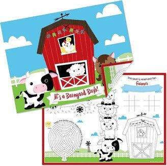 Big Dot of Happiness Farm Animals - Paper Barnyard Birthday Party Coloring Sheets - Activity Placemats - Set of 16