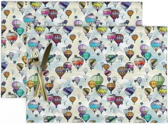 Hot Air Balloons Placemats | Set Of 2 - Balloon Festival By Mido Studio Estival Festive Travel Sky Cloth Spoonflower