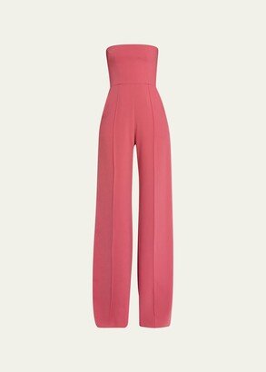 Stretch Crepe Strapless Straight-Leg Jumpsuit