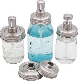 Threaded Lid Matte Stainless Steel Mason Jar Soap Dispenser Pump Kit | Regular Or Wide Mouth 3 Styles Satin Finish Brushed Nickel