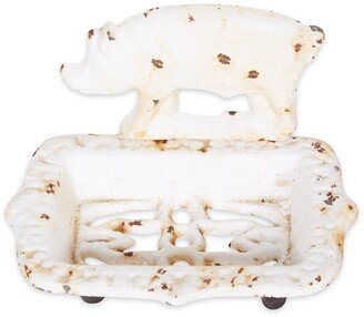 Accent Plus Cast Iron Soap Dish - Pig - White - 5.7 x 4.33 x 3.7