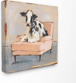 Sweet Baby Calf On A Pink Couch Neutral Color Painting Canvas Wall Art Collection