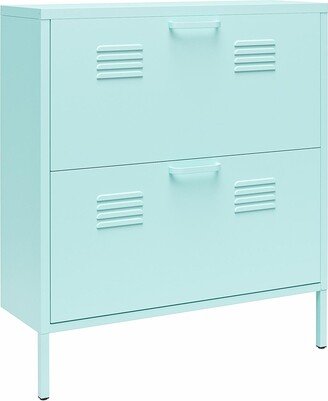 Novogratz 2 Door Metal Locker Shoe Cabinet Mint Green