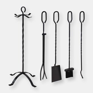 Sunnydaze Decor Sunnydaze 5-Piece Heavy-Duty Steel Fireplace Tool Set with Stand