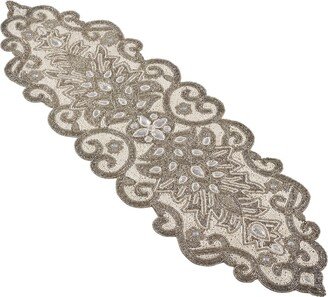 Saro Lifestyle Beaded Scroll Motif Table Runner