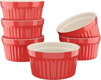 Porcelain Ramekins, 8 oz, Set of 6, Red