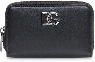 Logo Plaque Zipped Compact Wallet