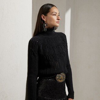 Ralph Lauren Embellished Pointelle Turtleneck Sweater