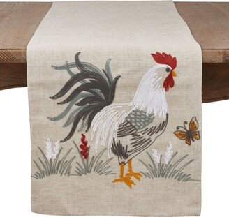 Saro Lifestyle Long Table Runner with Embroidered Rooster Design