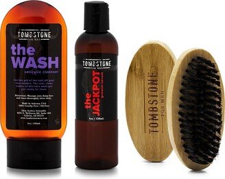 Tombstone for Men 3-Piece Hair Growth Serum & Beard Brush Set