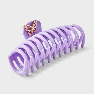 Matte Jumbo Claw Hair Clip with Butterfly Charm Lilac Purple