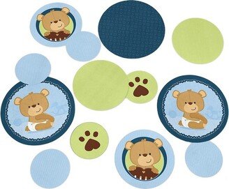 Big Dot of Happiness Baby Boy Teddy Bear - Baby Shower Giant Circle Confetti - Party Decorations - Large Confetti 27 Count