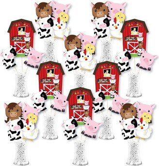 Big Dot of Happiness Farm Animals - Barnyard Baby Shower or Birthday Party Centerpiece Sticks - Showstopper Table Toppers - 35 Pieces