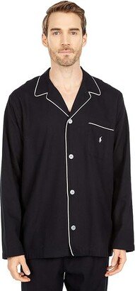Flannel PJ Top (Polo Black/Crescent Cream) Men's Pajama