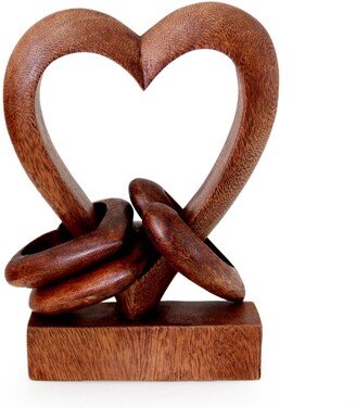 Handmade Wood Sculpture, 'Heart Power'