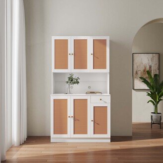 70.87 Kitchen Cabinet,with 6-Doors,1-Open Shelves and 1-Drawer