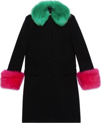 Shearling-Collar Cashmere Coat