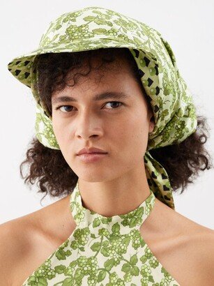 Capello Tie-back Floral-print Silk Cap