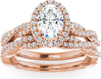 Pompeii3 1 1/2 Ct Oval Halo Diamond Infinity Engagement Wedding Ring 14k Rose Gold