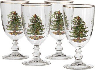 Christmas Tree Pedestal Goblets, Set of 4 - 16 oz.