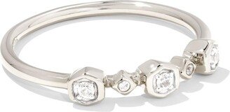 Davie Trio Band Ring Sterling Silver White Sapphire 6