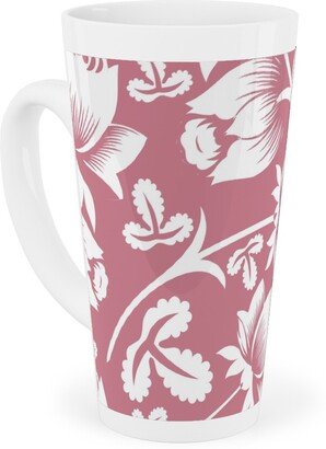 Mugs: Lovely Rose Flower - Pink And White Tall Latte Mug, 17Oz, Pink
