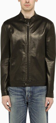 Black slim leather jacket