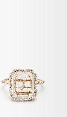 Initials Diamond, Quartz & 14kt Gold Ring J-q