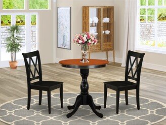 3-Piece Dining Table Set Include a Dining Table and 2 Kitchen Chairs with Double X Bac