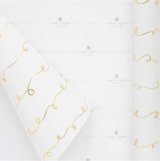 Sugar Paper + Target 25 sq ft Gold Foil Curved Lines Gift Wrap White - Sugar Paper™ + Target