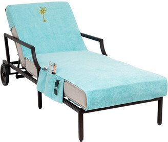 Palm Tree Embroidered Chaise Lounge Cover With Pockets-AB
