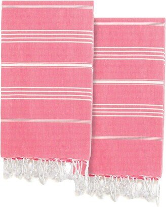 Set Of 2 Lucky Turkish Cotton Pestemal Beach Towels-AA