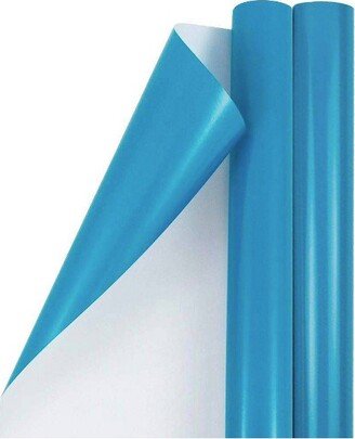 JAM Paper & Envelope JAM PAPER Bright Blue Glossy Gift Wrapping Paper Roll - 2 packs of 25 Sq. Ft.