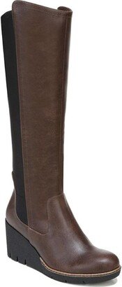 Dr. Scholl's Shoes Lindy Womens Leather Knee-High Wedge Boots