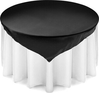 Lann's Linens Square Satin Tablecloth Overlay for Wedding, Banquet - Black