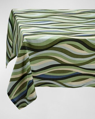 Landscape Blue & Green Linen Sateen Tablecloth, 90 x 70