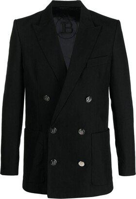 Double-Breasted Cotton Blazer-AA